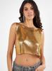 2026 Sexy Glitter Festival Party Disco Tee Metal Mesh Sequin Sleeveless Tops Women Blue Red Sliver Black Gold Chainmail Crop Top