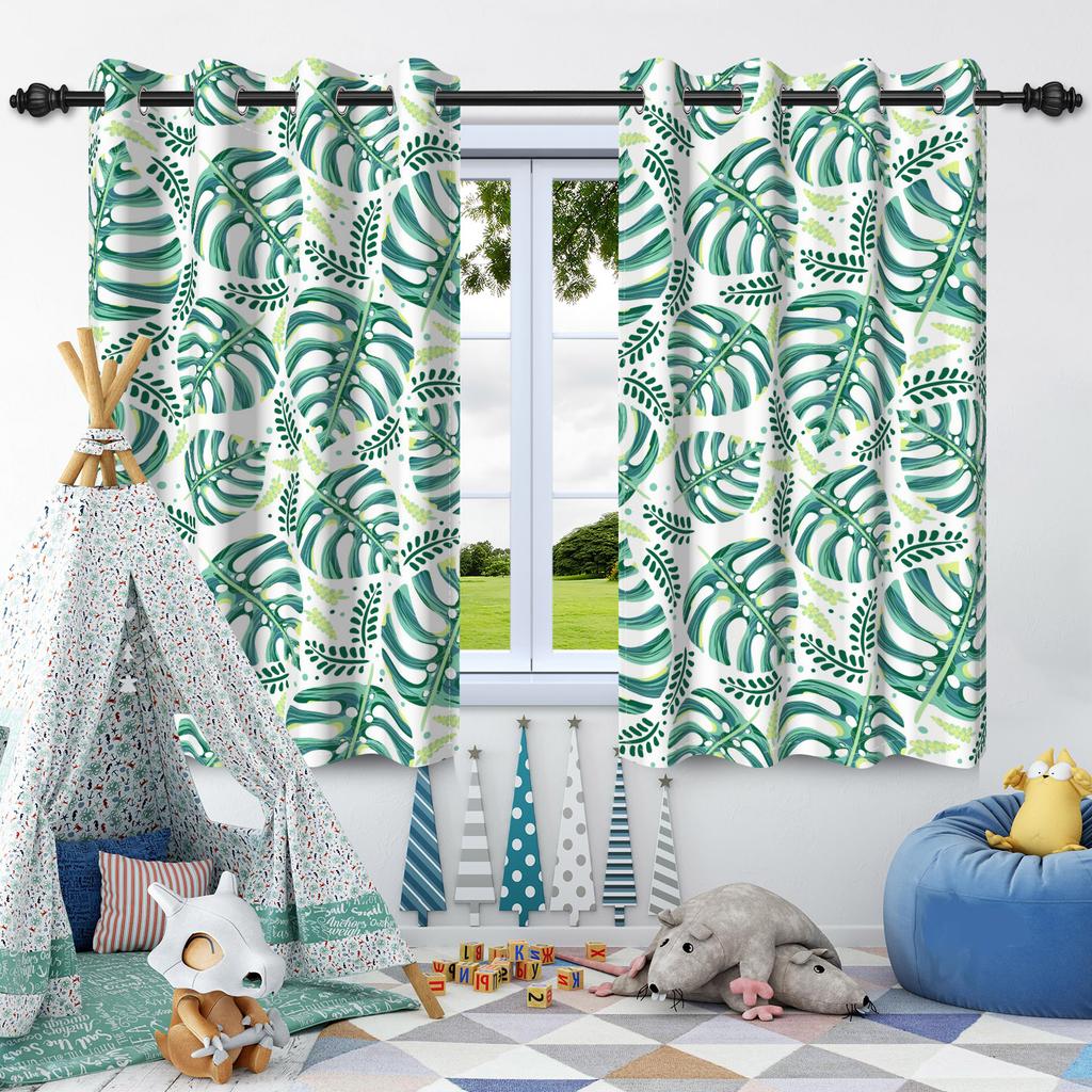 Зеленые Растения Листья Оконная Занавеска Спальня Гостиная Блэкаут Занавеска Современное Украшение Дома Теплоизоляция Шумоподавление
