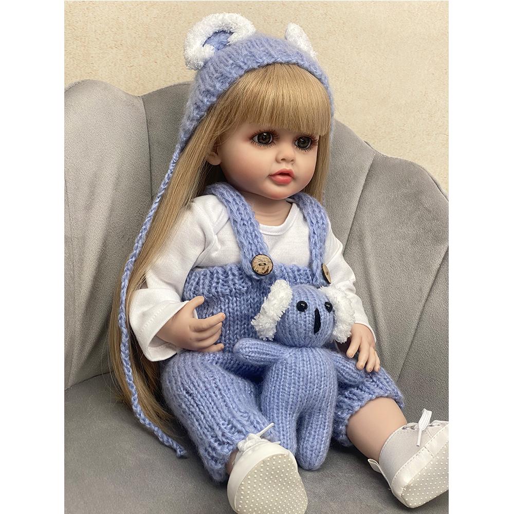55 CM Reborn Dolls Realistic Baby Toy Full Body Silicone with Lovely Clothes Baby Girl Soft Toddler Bebe Birthday Gift Toy
