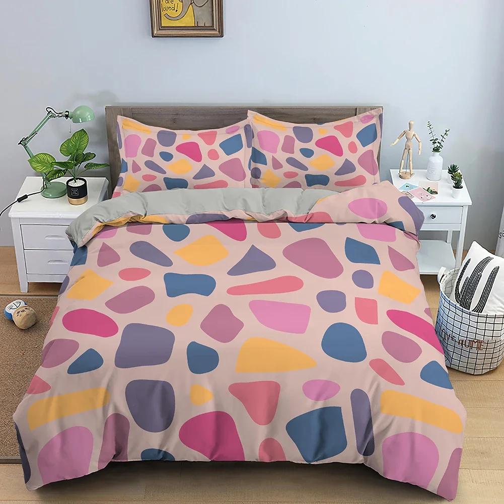 Colorful Spots Print Comfortable Duvet Quilt Cover Pillowcase Bedding Set Children Bedroom Decoration Home Textile