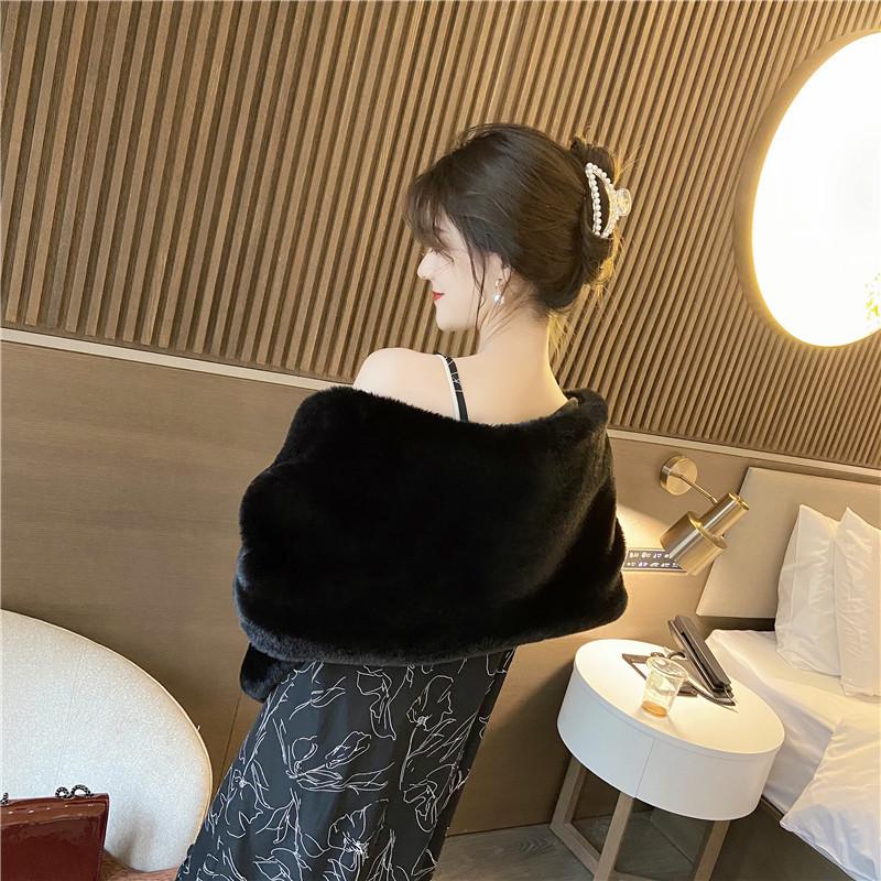 Элегантный накидка-шаль из лисьего меха на одно плечо – Осенне-зимняя свадебная вечерняя одежда для свадеб и банкетов