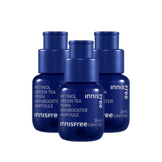 Innisfree Retinol Green Tea PDRN Skin Booster Ampoule Anti-Aging & Hydrating 25ml × 3