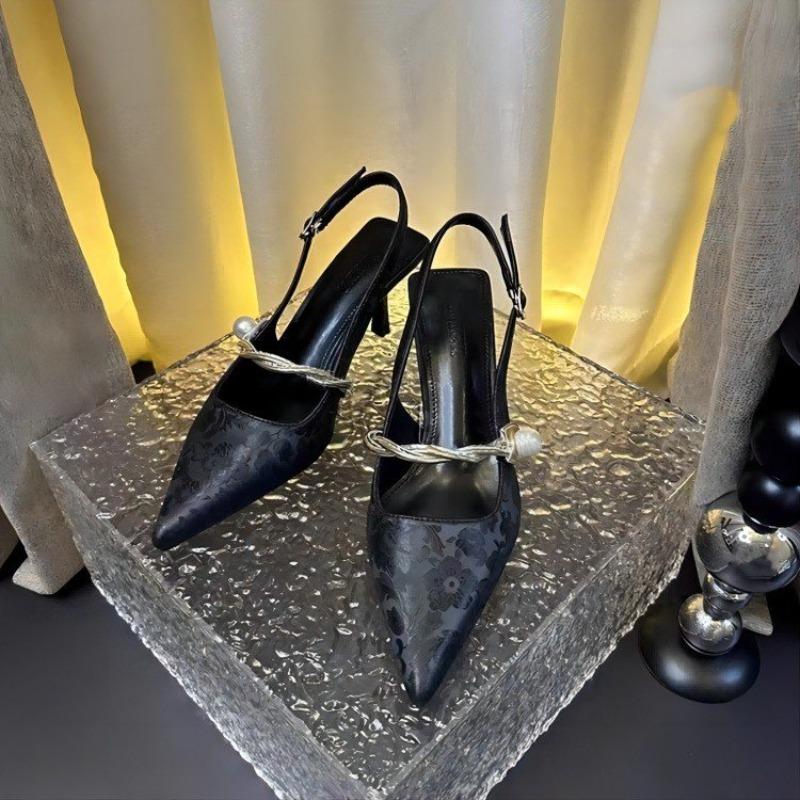 Новые летние модные туфли с острым носком и жемчугом, женские пикантные женские сандалии, туфли-лодочки на высоком каблуке, женские модельные туфли для банкета