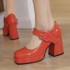 Модные сексуальные туфли на высоком каблуке, женские туфли Мэри Джейн, большой размер 45, лакированные, черные, красные, белые, женские туфли на каблуке для танцевальной вечеринки, свадьбы, элегантные