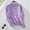 Autumn Winter Vintage Loose Long Sleeve Top Solid Color Pullover Knitwear Stand Collar Sweater