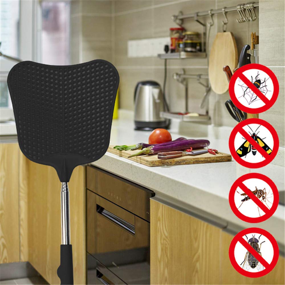 Telescopic Fly Swatters, Durable FlySwatter with Stainless Steel Handle for Indoors/Outdoor/Classroom