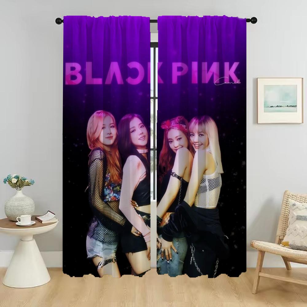 Kpop-Blackpinkes Оконная занавеска для комнаты 2 Панельная перегородка Современная гостиная Шторы Оттенки Тюль для спальни Кухня Затемнение