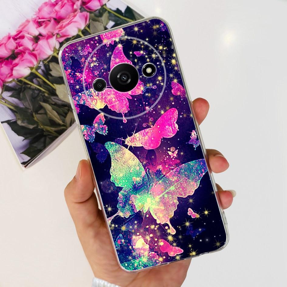 For Funda Xiaomi Redmi A3 Case 2024 Fashion Flower Transparent Silicone Soft TPU Phone Case For Xiomi Redmi A3 RedmiA3 4G Covers