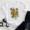 (Asian Size)Tee Top Fashion Women Print Lady T Shirt Sunflower Watercolor Cute 90s Clothing Casual Short Sleeve Female Graphic T-shirt