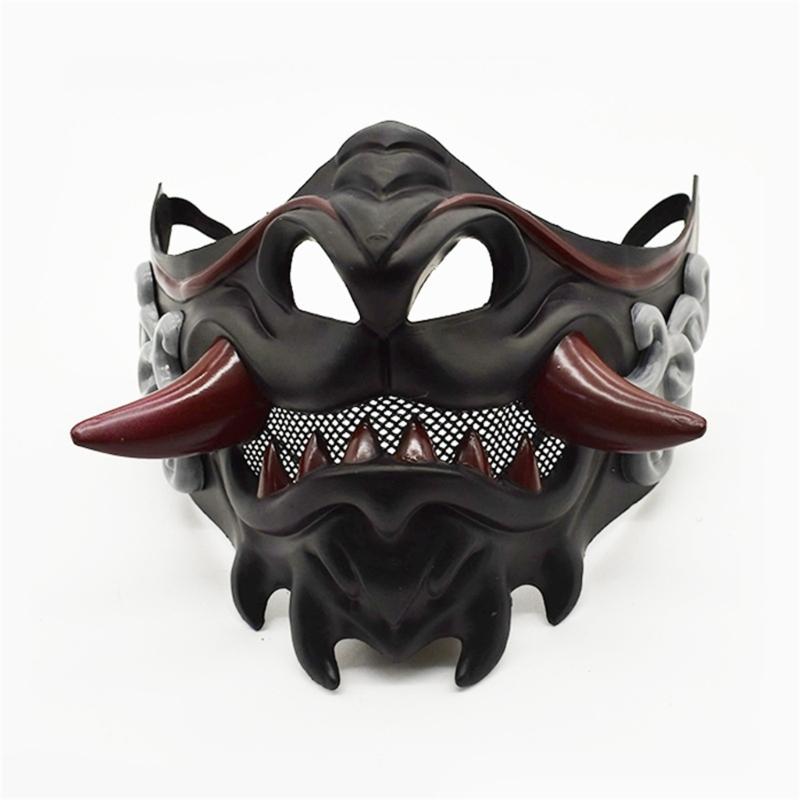Half Face Mask Halloween Cosplay Mask Masquerade Mask Party Mask Japanese Mask Devil Samurais Mask for Carnivals
