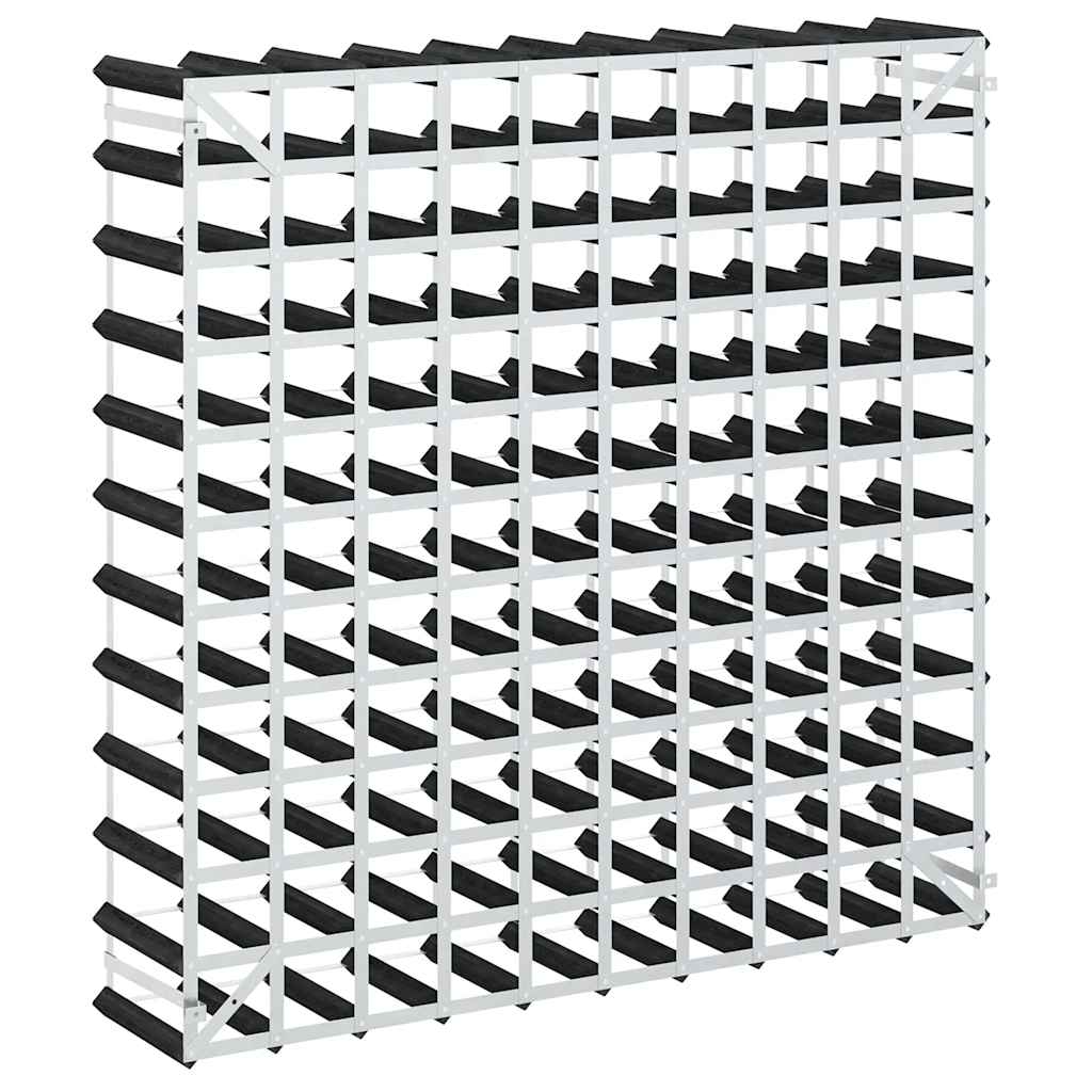 120 Bottle Wine Rack Black Solid Pine Wood