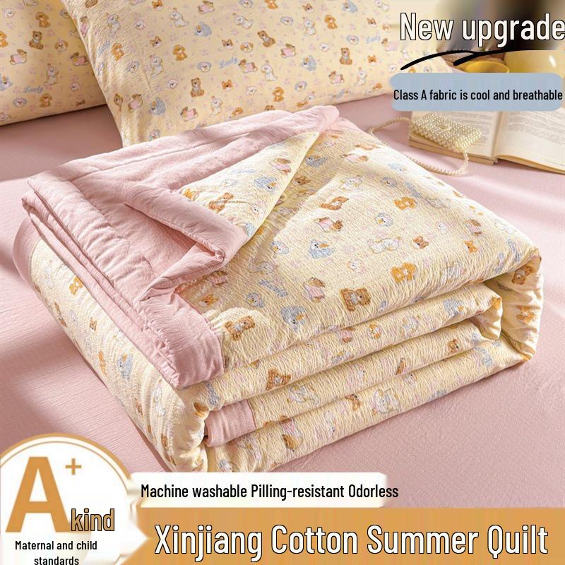 Class A Mother & Baby Cloud-Feel Double-Layer Gauze Summer Quilt - Xinjiang Cotton Thin Cooling Quilt for Dormitory