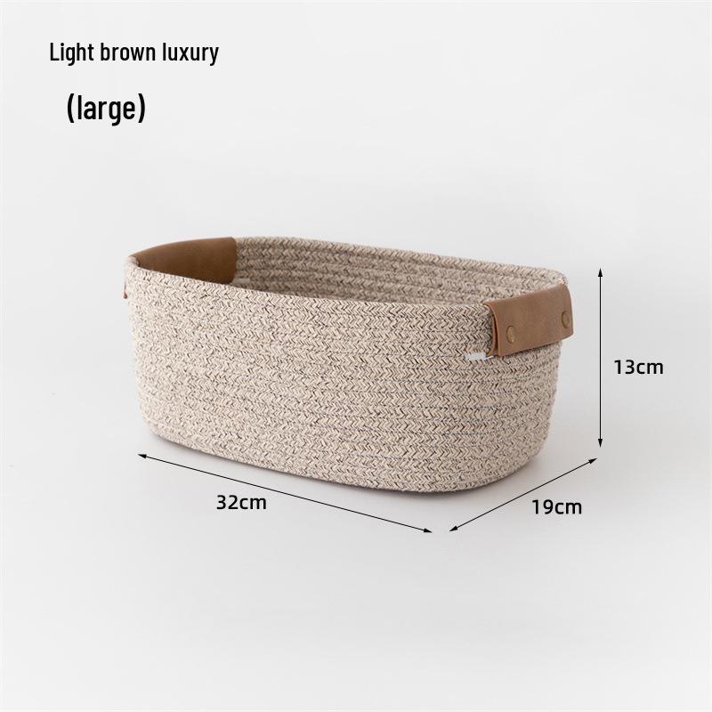 Складная корзина для хранения из хлопковой веревки с ручками - настольный органайзер для косметики и мелочей
