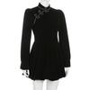 Cheongsam Darlingaga винтажное элегантное готическое велюровое черное платье с темным бантом осень-зима в китайском стиле плиссированные платья вечерние одежда с бриллиантами