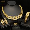 24K Gold Dubai Bridal Necklace Earrings Bracelet Ring India Nigeria Middle East Necklace Set