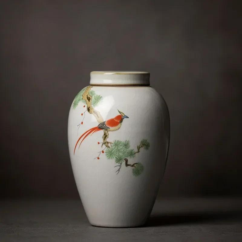 Ретро-керамическая чайная кабина Ru Kiln с милым рисунком кошки, переносная герметичная упаковка для чайных листьев, дорожная коробка для хранения чайных пакетиков, органайзер для специй