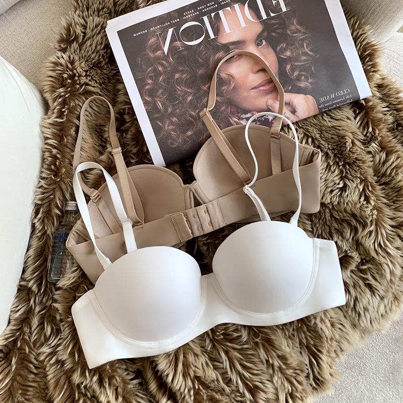 Women's Seamless Underwire Half-Cup Underwear: Ideal for Small Chests, Sexy, Versatile, Thin Top, Thicker Bottom, Gathered Design