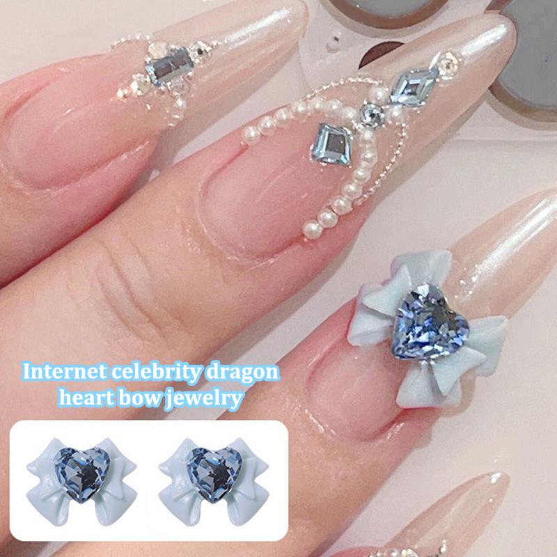 5 шт. DIY украшения для ногтей 3D лента бант блестящие кристаллы любящее сердце сверла для ногтей для маникюра дизайн аксессуар