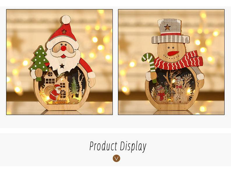 LED Santa Claus Wooden Ornament – Christmas Decoration & Gift