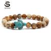 LUXY MOON 14 Models Green Turquoise Turtle Various Natural Stone Men's and Women's Elastic Bracelets