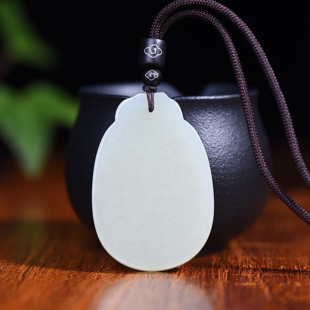 Natural Hetian Yufu pendant for women's necklace Birthday gift for girlfriend and wife with certificate