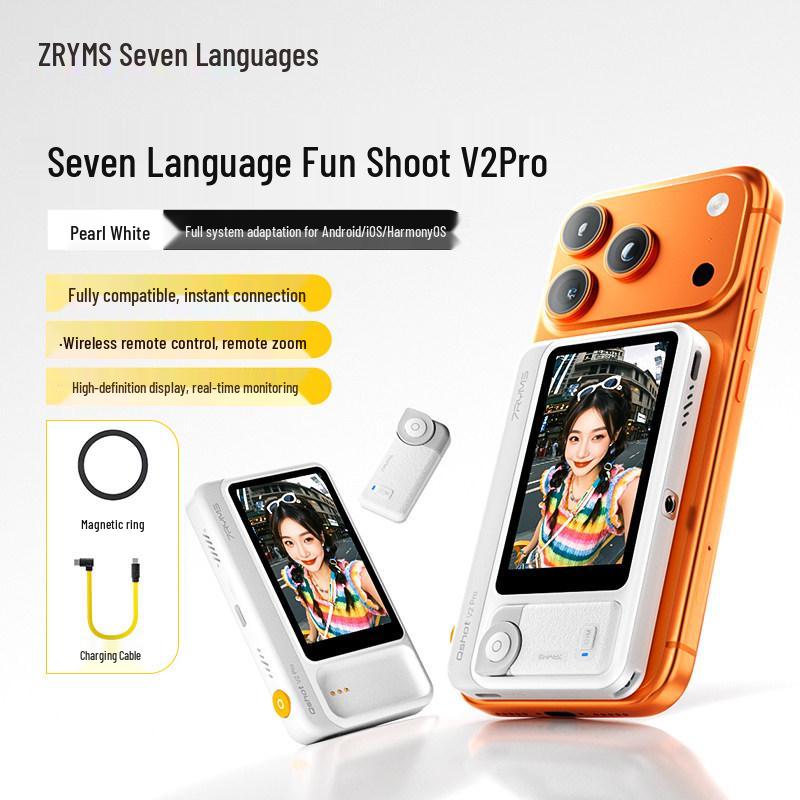 7RYMS Fun Shot V2 Pro: Wireless Screen Mirroring & Live Streaming Device for Rear Selfie and Mobile Photography.