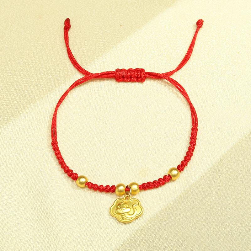 Модный браслет на удачу в год змеи из красной веревки, плетеный браслет в китайском стиле со знаком зодиака змея, мультяшный милый браслет со змеей, новогодний подарок