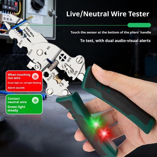 Многофункциональный стриппер для проводов, тестер электричества, складные клещи для снятия изоляции, кримпер, кусачки, эргономичная рукоятка, портативный, для электриков, для резки кабеля