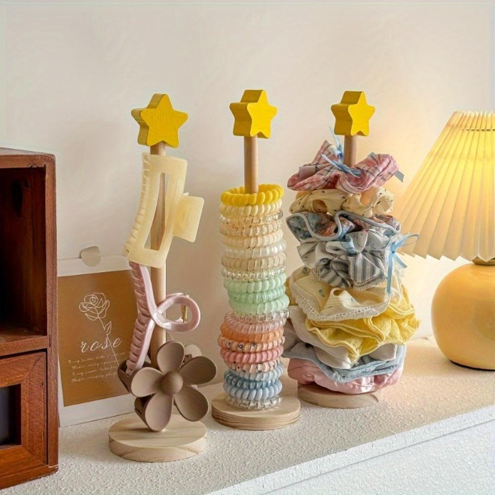 Деревянный настольный держатель для резинок для волос, многоцелевой органайзер для ювелирных изделий, браслетов, держатель для дисплея для часов, браслетов, скранчи, резинки для волос