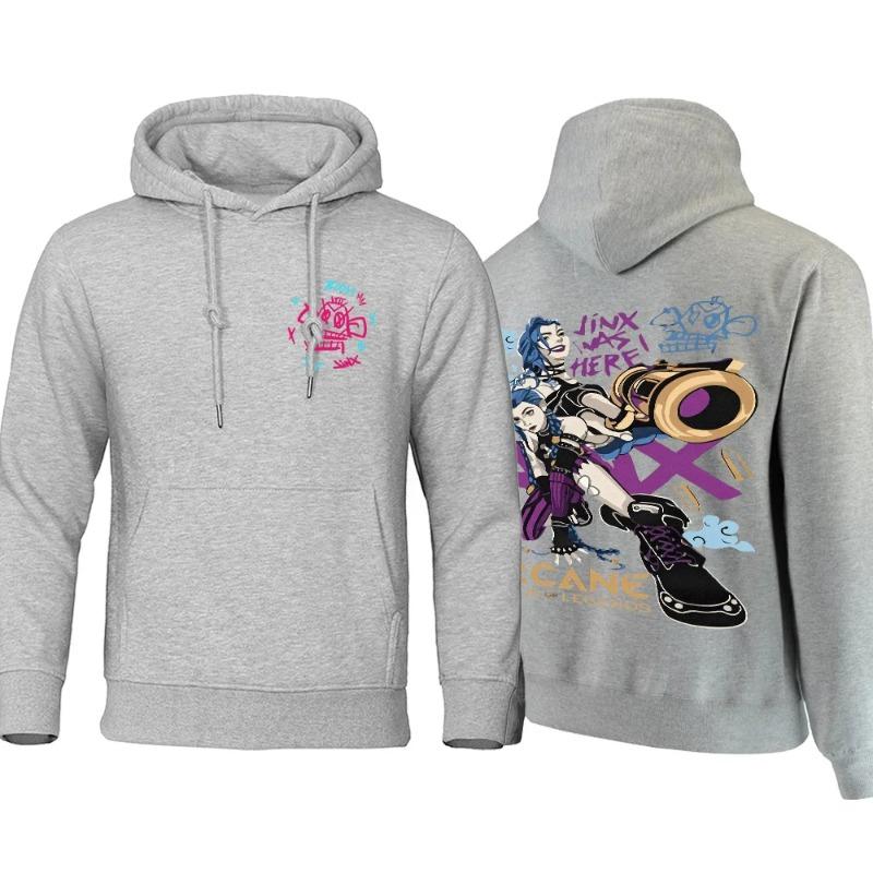 Arcane Hoodie Men Anime Jinx Hoodies Autumn Высококачественная флисовая толстовка Street Hoody Гибкая мужская одежда Oversize Толстовки и свитшоты мужские