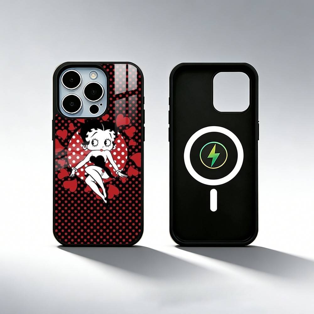 B-Бетти Милый B-Буп Чехол для телефона для iPhone17,16,15,14,13,12,11 Plus,Pro Max Магнитный Для Magsafe Беспроводной зарядки