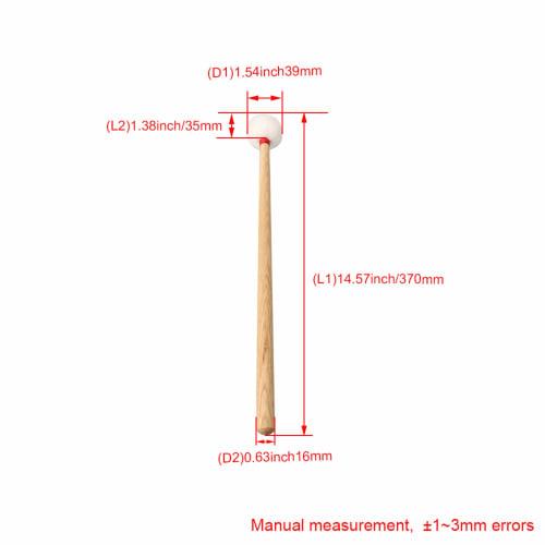 Yibuy Timpani Mallet, Medium Hard, Clear Tone, Cork Core, 35mm, Wood & Velvet