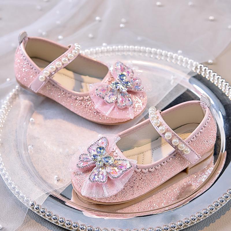 Autumn 2025 Korean Style Glossy Princess Girls' Closed-Toe Soft Sole Shoes for Stage Performance