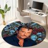 French legendary rock singer and actor Johnny Hallyday Round Carpet Soft Home Decoration Corridor Table and Chair Anti slip Outdoor Floor Mat rug H19