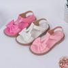 Little Medium Girl Shoes Bow Korean Style Soft Summer New Simple Girls Sandals Platform Non-slip Open-toe Kids Shoes T-strap Hot