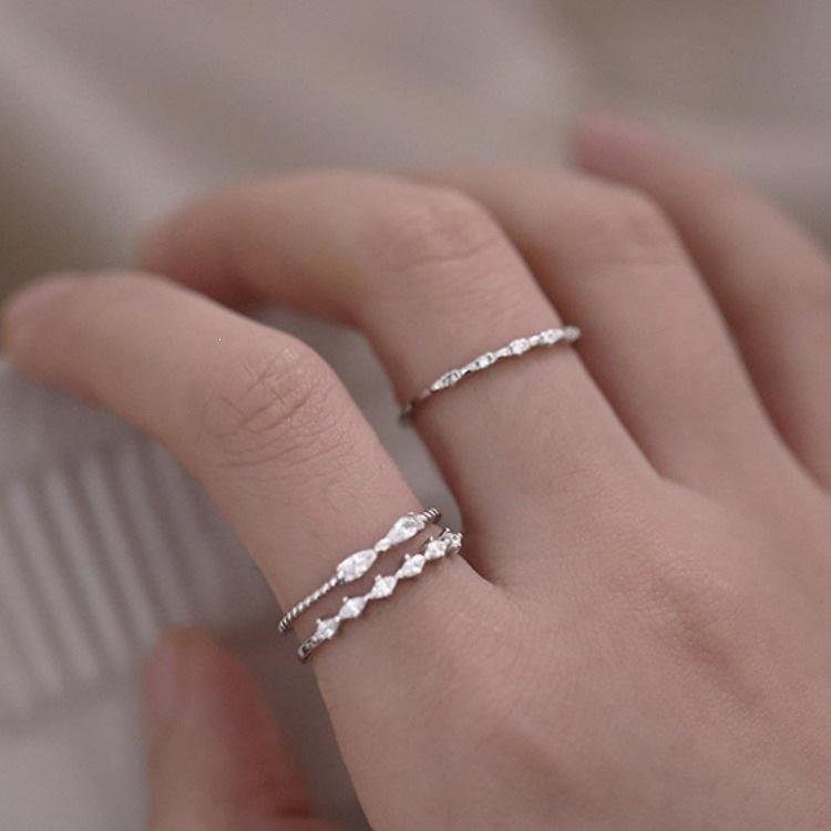 Модное корейское серебряное кольцо с двойным слоем для женщин - Стильный дизайн от интернет-знаменитости
