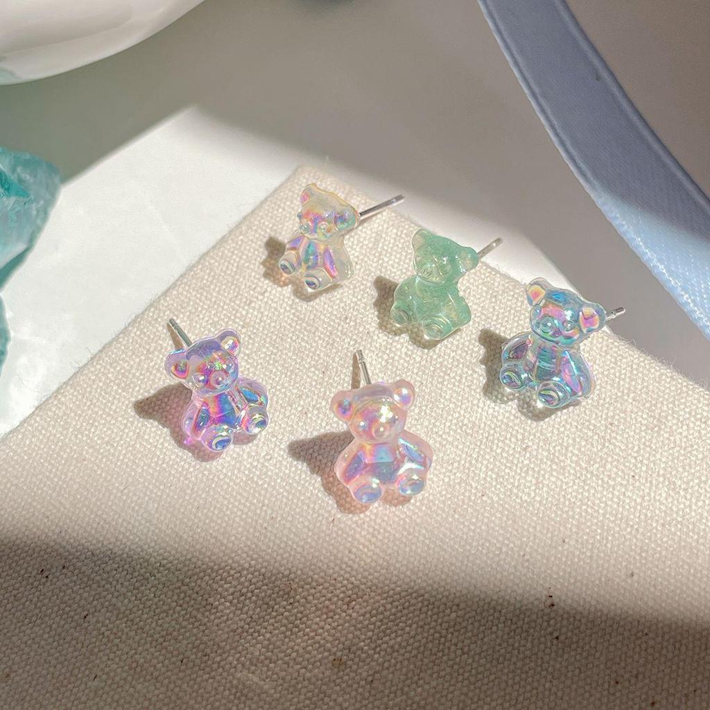 Серьги из лазерной смолы Aurora Bear — три пары милых, свежих, простых и универсальных серебряных сережек-игл для женщин