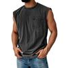 Men's Sleeveless T-Shirt with Chest Pocket, Casual Workout Tank Top, Breathable Muscle Fit