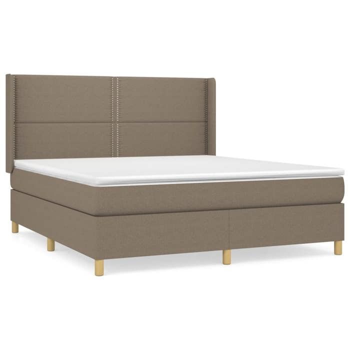 Maison Exclusive - Sommier à lattes de lit avec matelas Taupe 180x200 cm Tissu