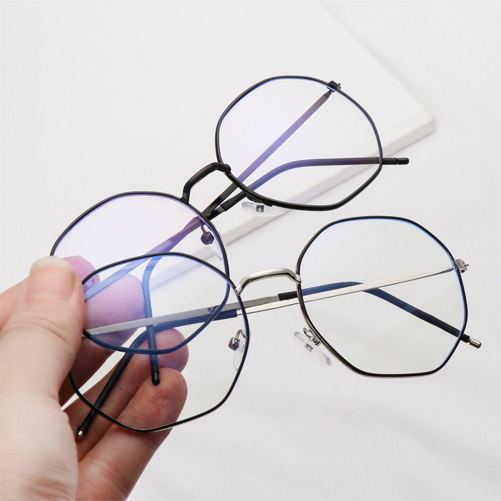 Computer Portable Polygon Anti-Blue Light Eyeglasses Ultra Light Frame Eye Protection Metal Glasses