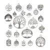 Alloy Retro Tree of Life Hollow Round Pendant for Necklace & Earrings