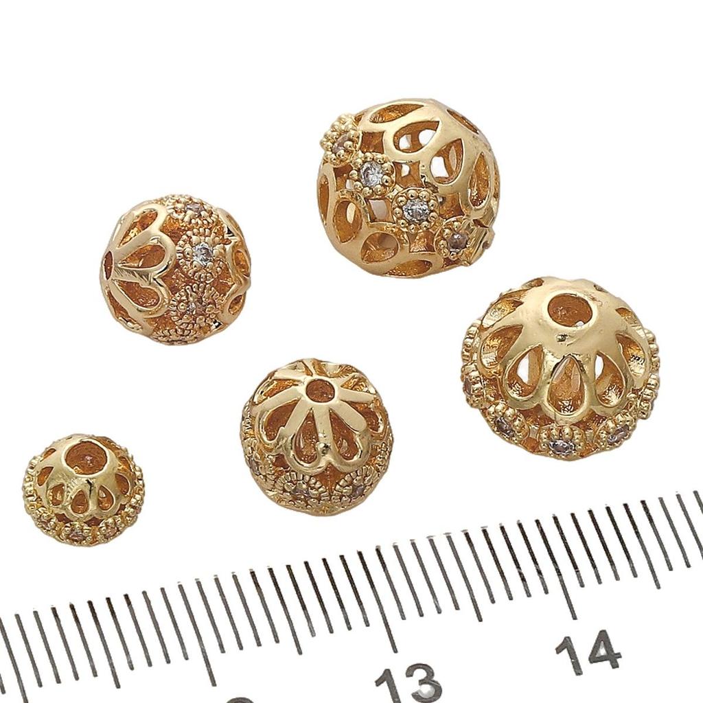Copper Micro Inlaid Zircon Drill Ball Beads For DIY Earring Bracelet Necklace Jewelry Making Craft Accessories