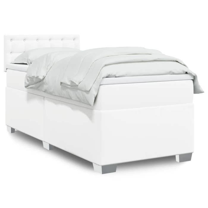 Maison Exclusive - Sommier à lattes de lit avec matelas Blanc 80x200 cm Similicuir