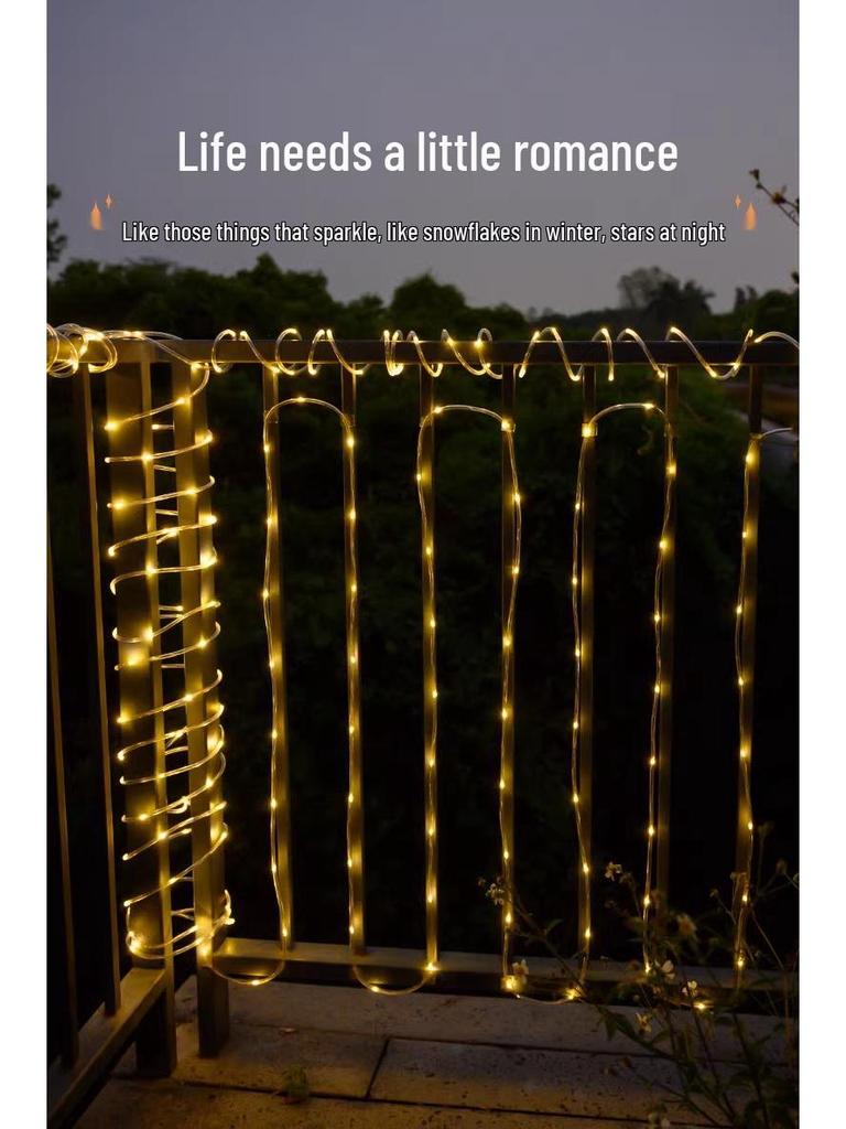LED Solar Colorful Waterproof Outdoor String Lights for Courtyard, Balcony, and Garden Decoration