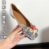 Французский темперамент Вечерний стиль Одинарные туфли 2025 Новые Серебряные Плоские Внутреннее увеличение Кристальные Одинарные туфли Женские Размер 35-42