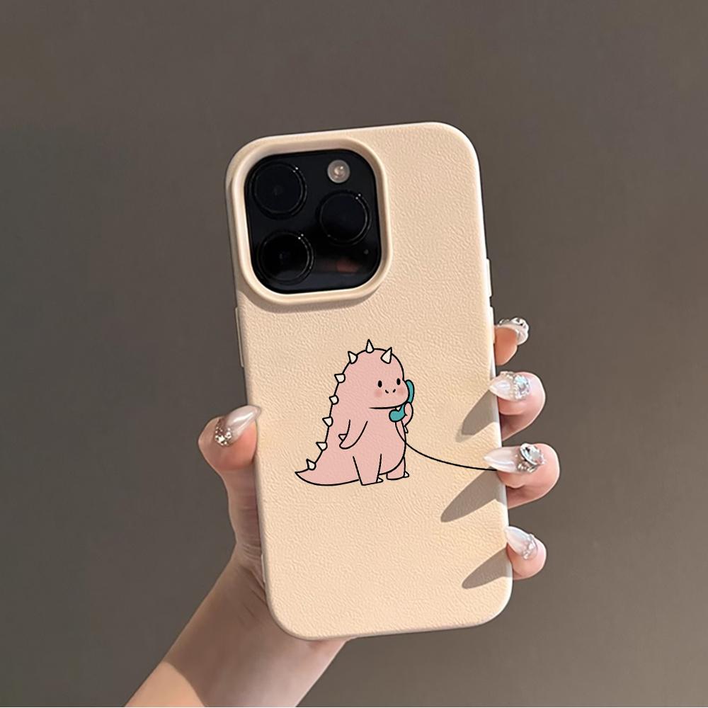 Очаровательная пара говорящих динозавров Чехол-пара для iPhone 17 Air 16 15 14 13 12 11 Pro Max Plus X Защитная крышка с текстурой личи