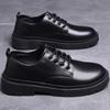 Men's Shoes 2025 New Autumn British Style Black Casual Leather Shoes Men's Business Dress Big Head Work Martin Boots