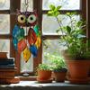 Owl Pendant Outdoor Hanging Decoration Realistic Looking Simple Installation Colorful Handmade Stained Owl Ornament