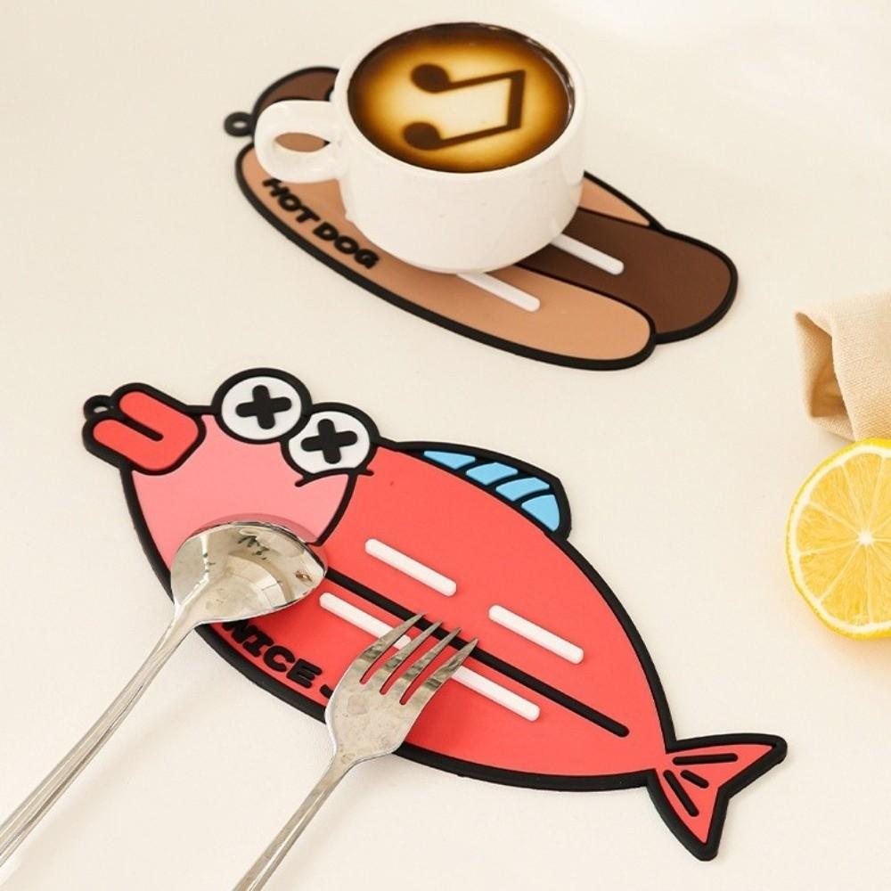 2PCS/SET Anti-Slip Spoon Storage Mat Silicone Heat-Resistant Pad Countertop Placement