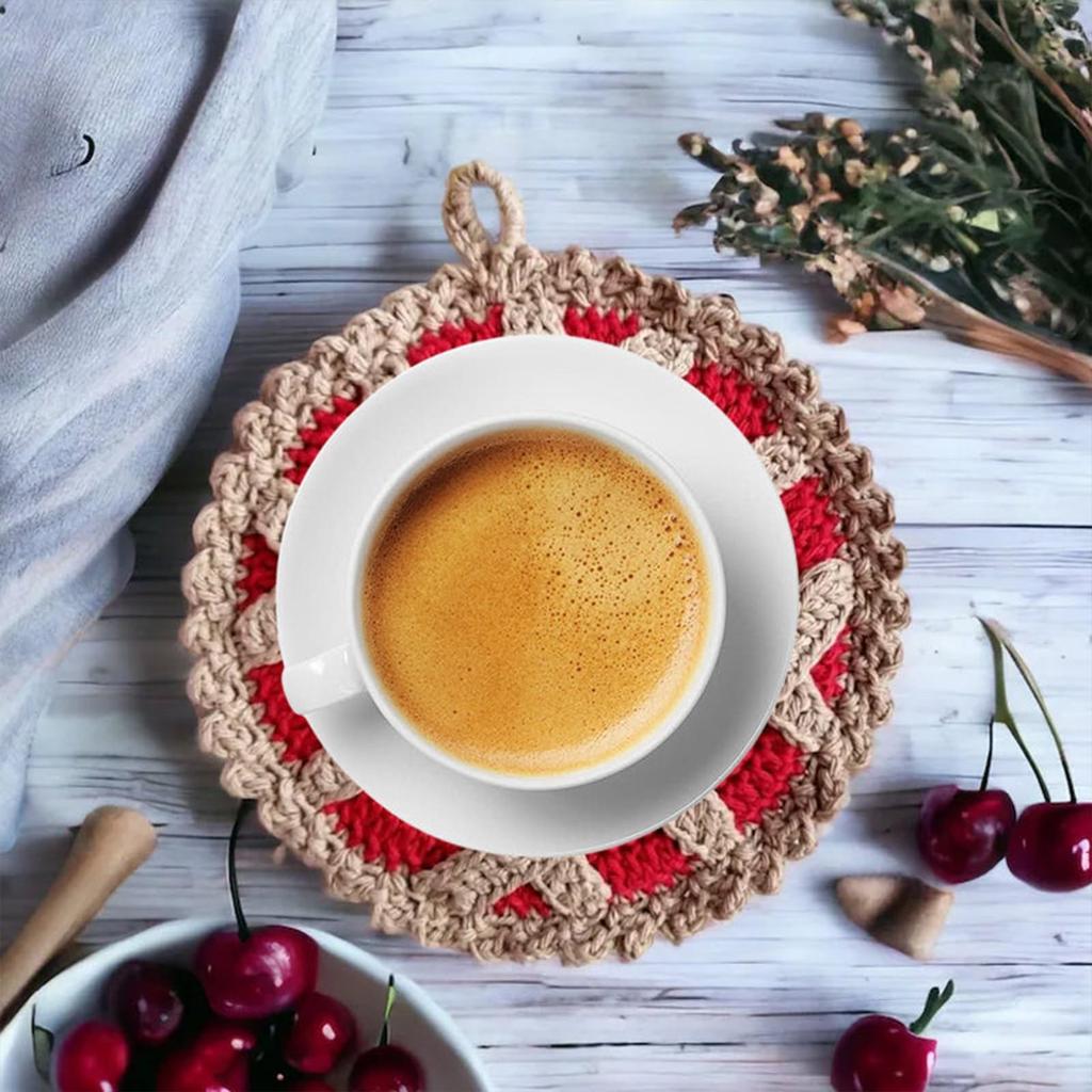 Плетёный пирог, кухонные прихватки, хлопчатобумажный коврик, жаропрочная декоративная круглая столешница для горячих блюд, горячая кастрюля